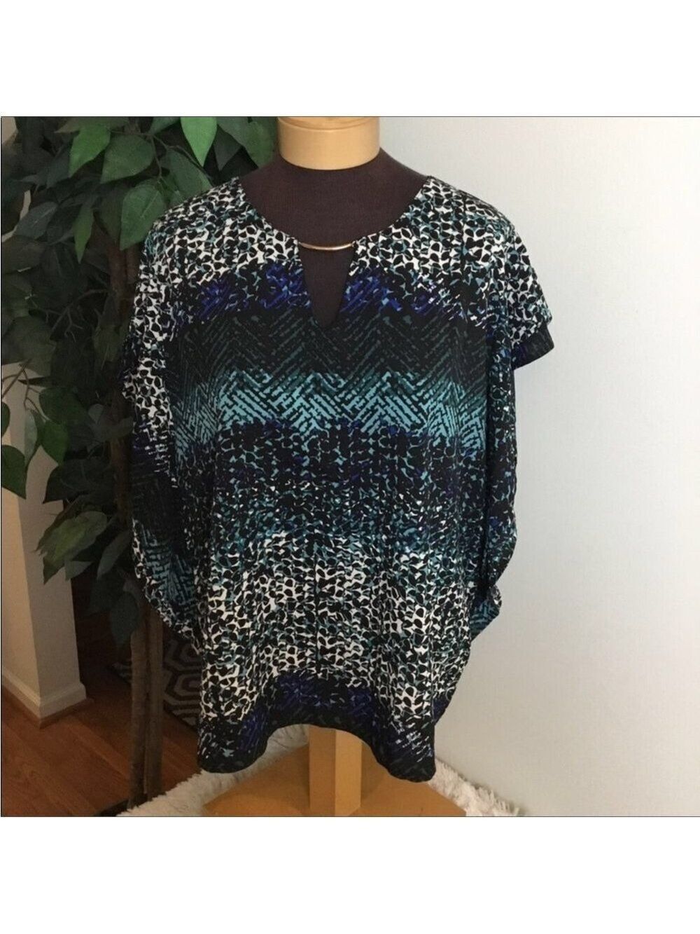 JACLYN Smith Collection blouse Woman’s XL double layer sleeve multi color